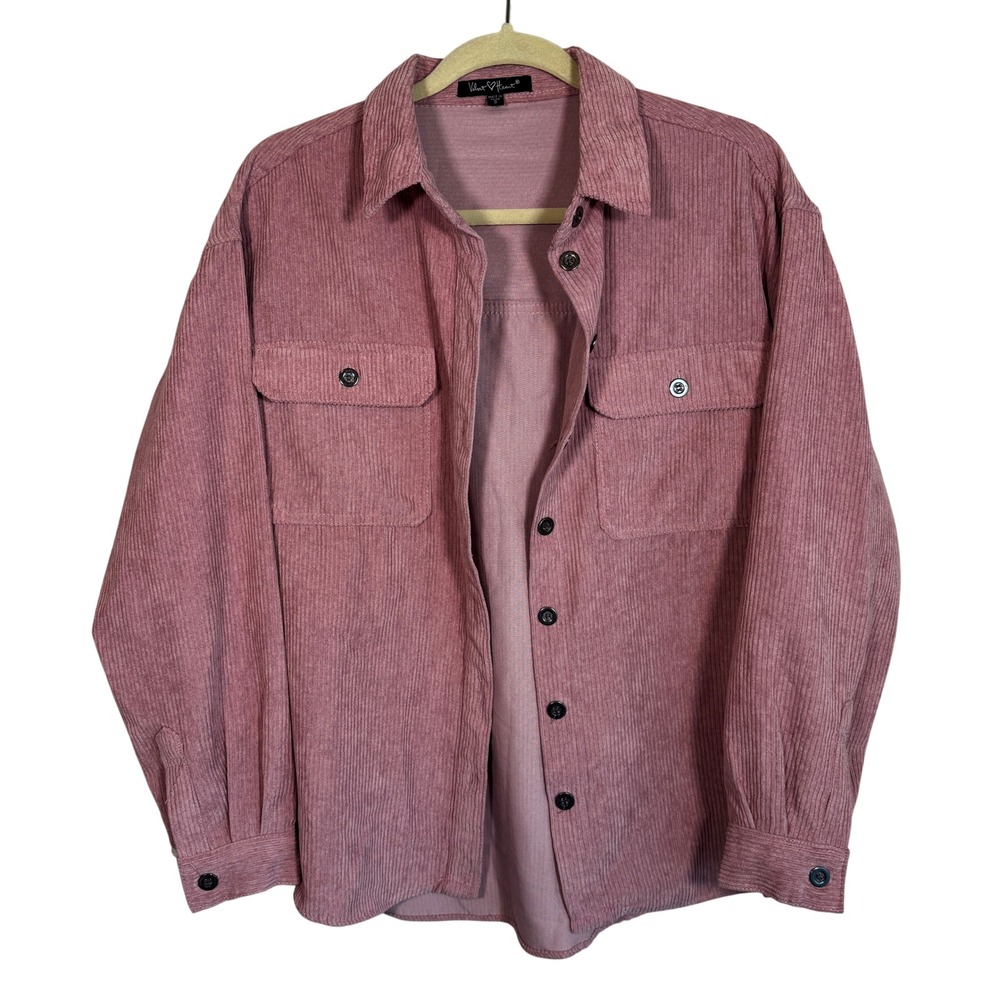Velvet Heart Pink Corduroy Shacket Button Down Shirt Jacket 4AI-22769 Small